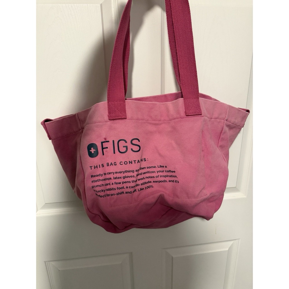 FIGS Canvas Tote Mineral Mauve Pink Dual Shoulder Strap Ombré